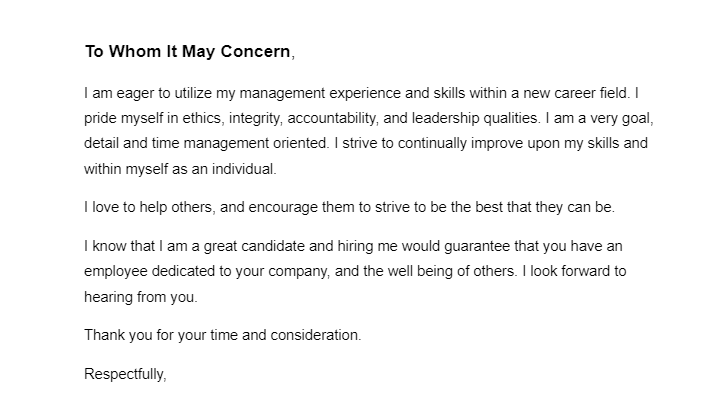 sample cover letter to whom it may concern